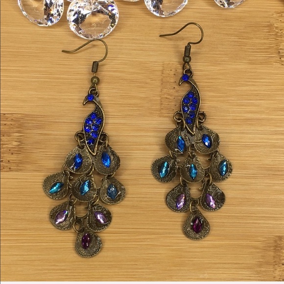 Peacock Earrings ( Lightweight ) - Picture 3 of 3